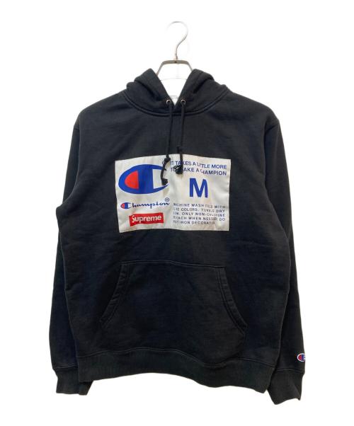 Champion（チャンピオン）Champion (チャンピオン) Supreme (シュプリーム) Label Hooded Sweatshirt ブラック サイズ:Mの古着・服飾アイテム