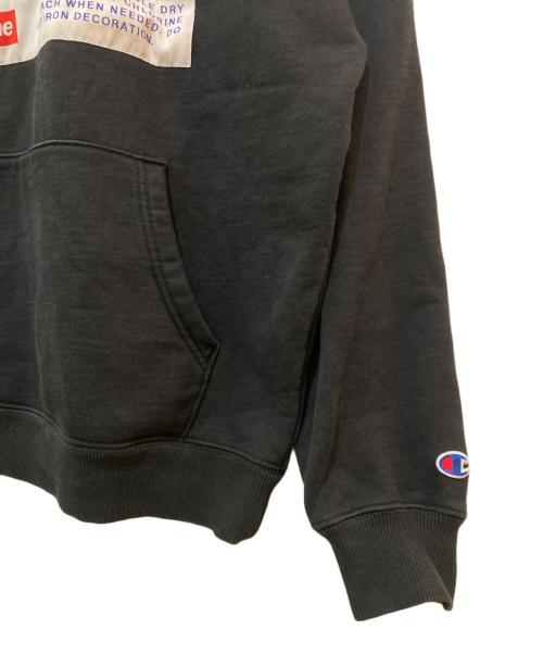 Champion（チャンピオン）Champion (チャンピオン) Supreme (シュプリーム) Label Hooded Sweatshirt ブラック サイズ:Mの古着・服飾アイテム