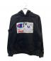 Champion（チャンピオン）の古着「Label Hooded Sweatshirt」｜ブラック