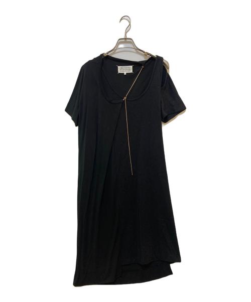 Maison Margiela（メゾンマルジェラ）Maison Margiela (メゾンマルジェラ) 異素材切替フロントラップワンピース　S51CT0614 ブラック サイズ:36の古着・服飾アイテム