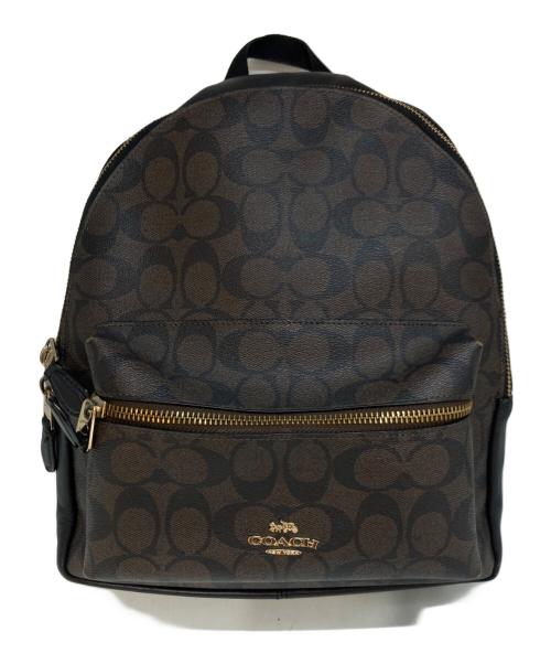 COACH（コーチ）COACH (コーチ) シグネチャー コーティングキャンパス バックパック ブラウンの古着・服飾アイテム