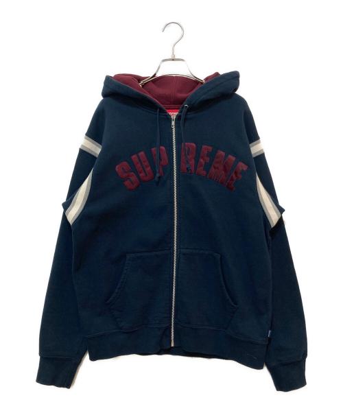 SUPREME（シュプリーム）SUPREME (シュプリーム) Jet Sleeve Zip Up Hooded Sweatshirt ネイビー サイズ:Mの古着・服飾アイテム