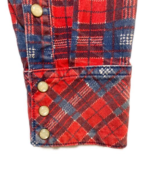 VISVIM（ビズビム）VISVIM (ビズビム) cross ruffled sleeve denim plaid shirt レッド サイズ:1の古着・服飾アイテム