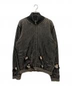 MM6 Maison Margielaエムエムシックスメゾンマルジェラ）の古着「Distressed Rib Zip Cardigan」｜ブラック