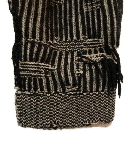 MM6 Maison Margiela（エムエムシックスメゾンマルジェラ）MM6 Maison Margiela (エムエムシックスメゾンマルジェラ) Distressed Rib Zip Cardigan ブラック サイズ:XLの古着・服飾アイテム