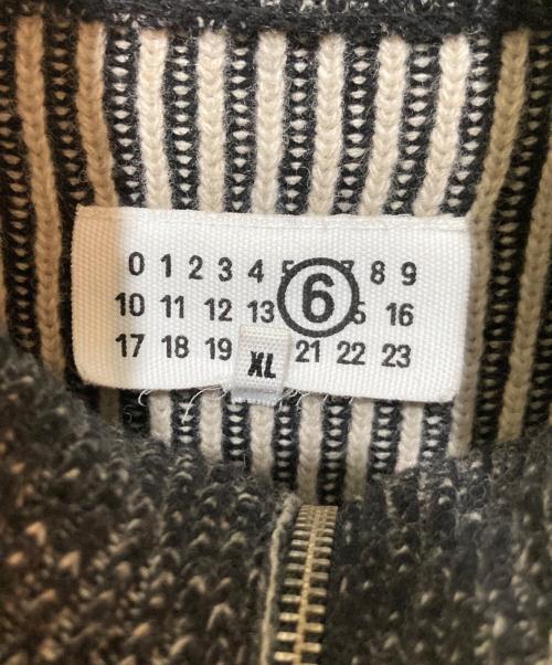 MM6 Maison Margiela（エムエムシックスメゾンマルジェラ）MM6 Maison Margiela (エムエムシックスメゾンマルジェラ) Distressed Rib Zip Cardigan ブラック サイズ:XLの古着・服飾アイテム