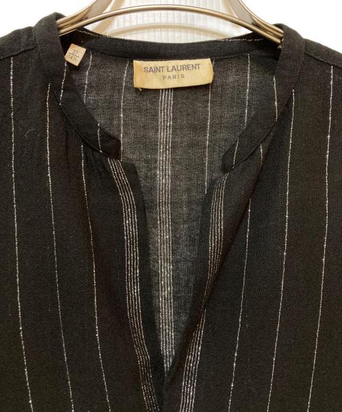 Saint Laurent Paris（サンローランパリ）Saint Laurent Paris (サンローランパリ) ラメストライプウールシャツ ブラック サイズ:サイズ表記なしの古着・服飾アイテム