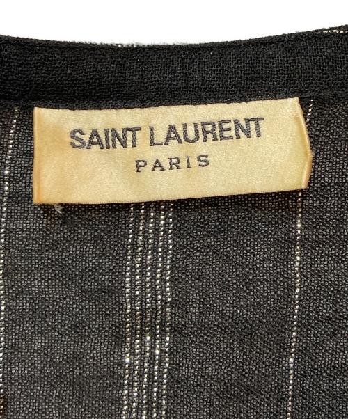 Saint Laurent Paris（サンローランパリ）Saint Laurent Paris (サンローランパリ) ラメストライプウールシャツ ブラック サイズ:サイズ表記なしの古着・服飾アイテム