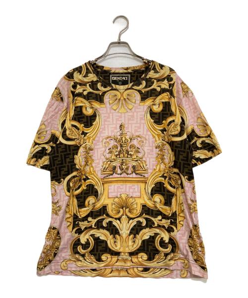 FENDI（フェンディ）FENDI (フェンディ) VERSACE (ヴェルサーチェ) GOLD BAR T-SHIRT　FY0936 AKDZ ピンク サイズ:Mの古着・服飾アイテム
