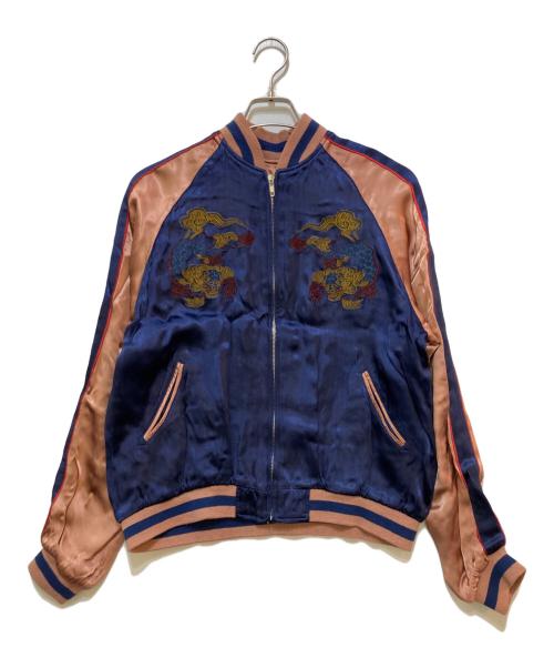 花旅楽団（ハナタビガクダン）花旅楽団 (ハナタビガクダン) リバーシブルスカジャン ブルー サイズ:Mの古着・服飾アイテム