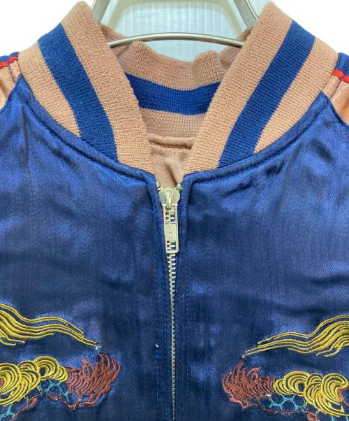 花旅楽団（ハナタビガクダン）花旅楽団 (ハナタビガクダン) リバーシブルスカジャン ブルー サイズ:Mの古着・服飾アイテム