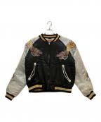 HOUSTONヒューストン）の古着「中綿スカジャン」｜ベージュ×ブラック