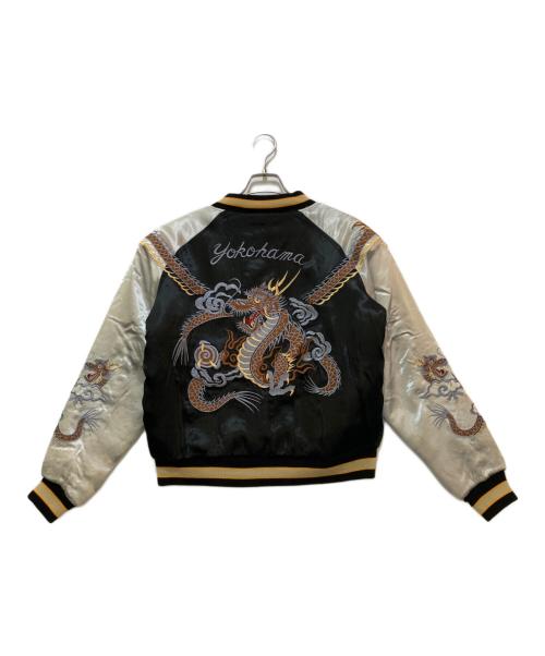 HOUSTON（ヒューストン）HOUSTON (ヒューストン) 中綿スカジャン ベージュ×ブラック サイズ:Mediumの古着・服飾アイテム