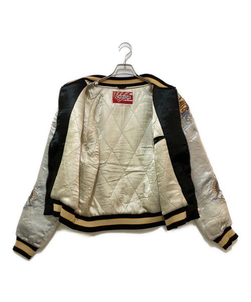 HOUSTON（ヒューストン）HOUSTON (ヒューストン) 中綿スカジャン ベージュ×ブラック サイズ:Mediumの古着・服飾アイテム