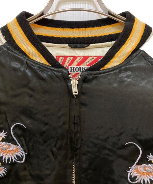 HOUSTON（ヒューストン）HOUSTON (ヒューストン) 中綿スカジャン ベージュ×ブラック サイズ:Mediumの古着・服飾アイテム