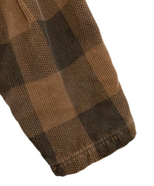 stussy（ステューシー）stussy (ステューシー) ジップアップボアチェックブルゾン ブラウン サイズ:XLARGEの古着・服飾アイテム