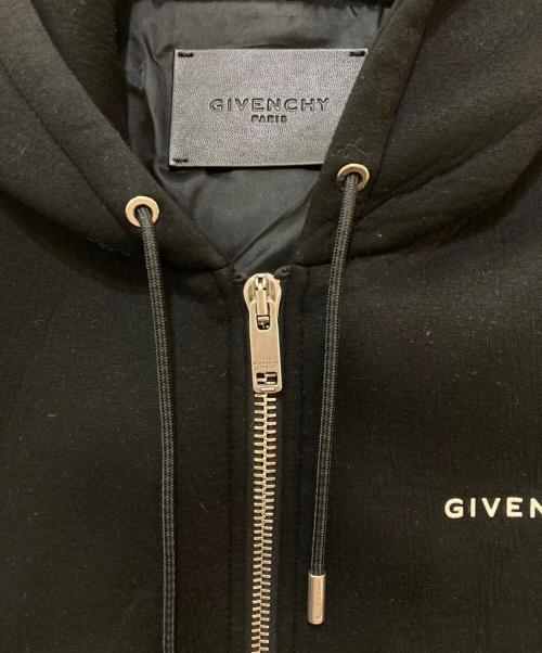 GIVENCHY（ジバンシィ）GIVENCHY (ジバンシィ) レザー切り替え フーデッド ジップアップジャケット　BM00CB60DH ブラック サイズ:48の古着・服飾アイテム
