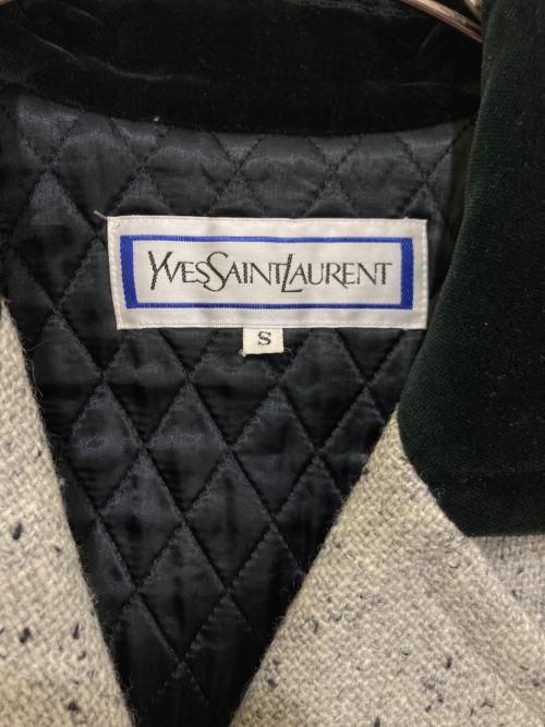 Yves Saint Laurent（イヴサンローラン）Yves Saint Laurent (イヴサンローラン) ベロア切替ネップコート グレー サイズ:Sの古着・服飾アイテム