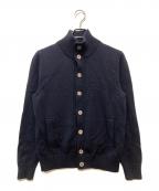 Zanoneザノーネ）の古着「CHIOTO ミドルゲージ スタンドカラーニットカーディガン　7ETJP4 ZC239」｜ネイビー