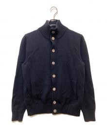 Zanone（ザノーネ）の古着「CHIOTO ミドルゲージ スタンドカラーニットカーディガン　7ETJP4 ZC239」｜ネイビー