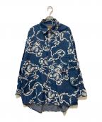 Hysteric Glamourヒステリックグラマー）の古着「FIRE BEAR柄 オーバーサイズデニムシャツ」｜インディゴ