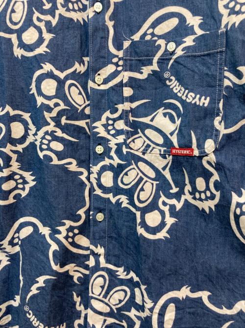 Hysteric Glamour（ヒステリックグラマー）Hysteric Glamour (ヒステリックグラマー) FIRE BEAR柄 オーバーサイズデニムシャツ インディゴ サイズ:FREEの古着・服飾アイテム