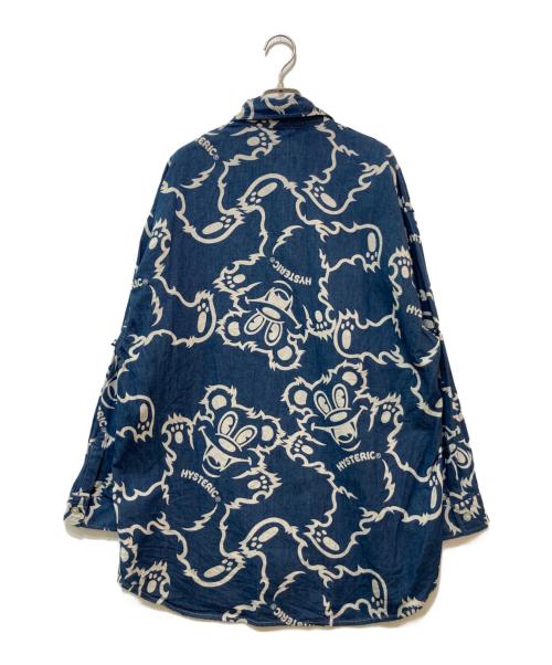 Hysteric Glamour（ヒステリックグラマー）Hysteric Glamour (ヒステリックグラマー) FIRE BEAR柄 オーバーサイズデニムシャツ インディゴ サイズ:FREEの古着・服飾アイテム