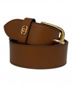 GUCCIグッチ）の古着「インターロッキングGレザーベルト」｜ブラウン