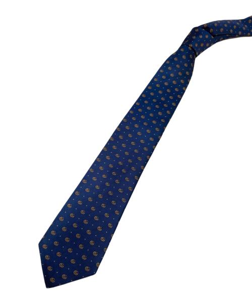 GUCCI（グッチ）GUCCI (グッチ) ダブルG ポルカドット シルク ジャカード ネクタイ ネイビー サイズ:148×7 未使用品の古着・服飾アイテム