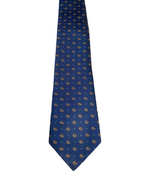 GUCCI（グッチ）GUCCI (グッチ) ダブルG ポルカドット シルク ジャカード ネクタイ ネイビー サイズ:148×7 未使用品の古着・服飾アイテム