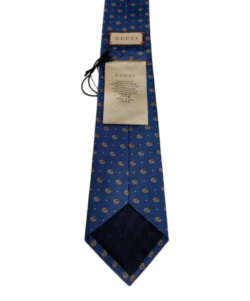 GUCCI（グッチ）GUCCI (グッチ) ダブルG ポルカドット シルク ジャカード ネクタイ ネイビー サイズ:148×7 未使用品の古着・服飾アイテム