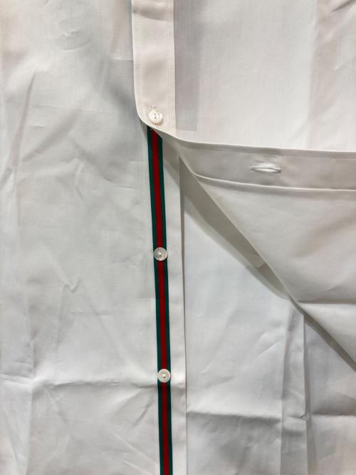 GUCCI（グッチ）GUCCI (グッチ) ウェブ ストライプ コットンポプリン シャツ ホワイト サイズ:38/15の古着・服飾アイテム