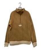 adidasアディダス）の古着「ファンネルネック ベロアトップ」｜ブラウン