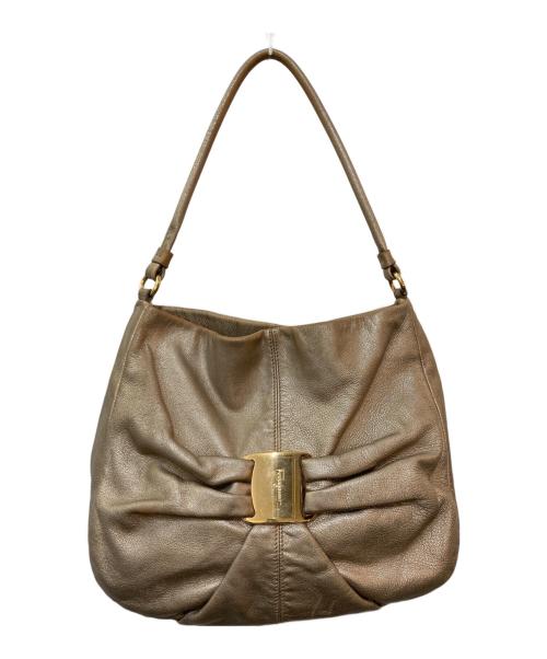 Ferragamo（フェラガモ）Ferragamo (フェラガモ) ヴァラリボントートバッグ ベージュの古着・服飾アイテム