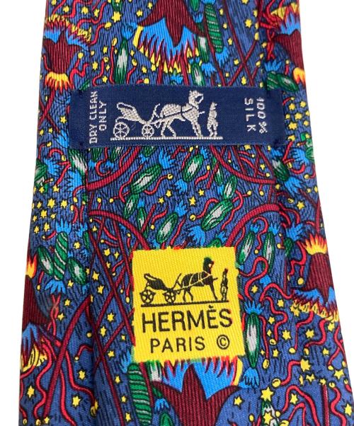 HERMES（エルメス）HERMES (エルメス) 総柄シルクネクタイ パープル サイズ:サイズ表記なしの古着・服飾アイテム