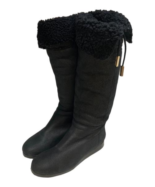 JIMMY CHOO（ジミーチュウ）JIMMY CHOO (ジミーチュウ) 122 DILLA ムートン ロングブーツ ブラック サイズ:37の古着・服飾アイテム