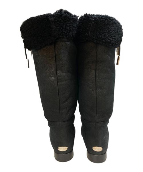 JIMMY CHOO（ジミーチュウ）JIMMY CHOO (ジミーチュウ) 122 DILLA ムートン ロングブーツ ブラック サイズ:37の古着・服飾アイテム