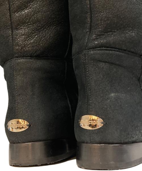 JIMMY CHOO（ジミーチュウ）JIMMY CHOO (ジミーチュウ) 122 DILLA ムートン ロングブーツ ブラック サイズ:37の古着・服飾アイテム