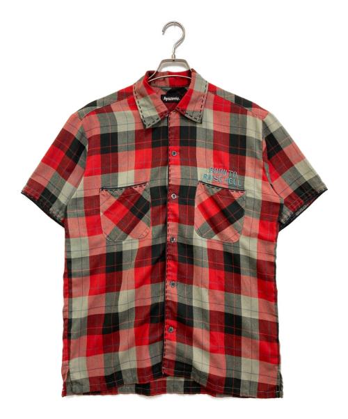 Hysteric Glamour（ヒステリックグラマー）Hysteric Glamour (ヒステリックグラマー) ハンドステッチチェックオープンカラーシャツ レッド サイズ:実寸参照の古着・服飾アイテム