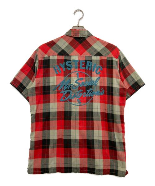 Hysteric Glamour（ヒステリックグラマー）Hysteric Glamour (ヒステリックグラマー) ハンドステッチチェックオープンカラーシャツ レッド サイズ:実寸参照の古着・服飾アイテム