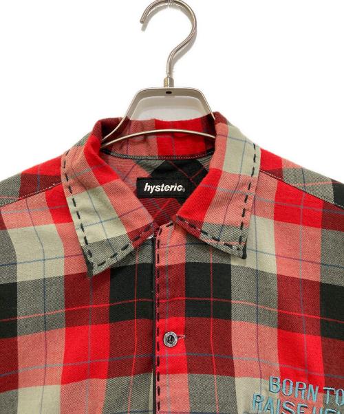 Hysteric Glamour（ヒステリックグラマー）Hysteric Glamour (ヒステリックグラマー) ハンドステッチチェックオープンカラーシャツ レッド サイズ:実寸参照の古着・服飾アイテム