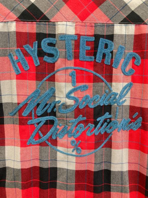 Hysteric Glamour（ヒステリックグラマー）Hysteric Glamour (ヒステリックグラマー) ハンドステッチチェックオープンカラーシャツ レッド サイズ:実寸参照の古着・服飾アイテム