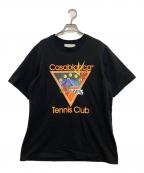 CASABLANCAカサブランカ）の古着「テニスクラブTシャツ　CASABLANCA23SS-12」｜ブラック