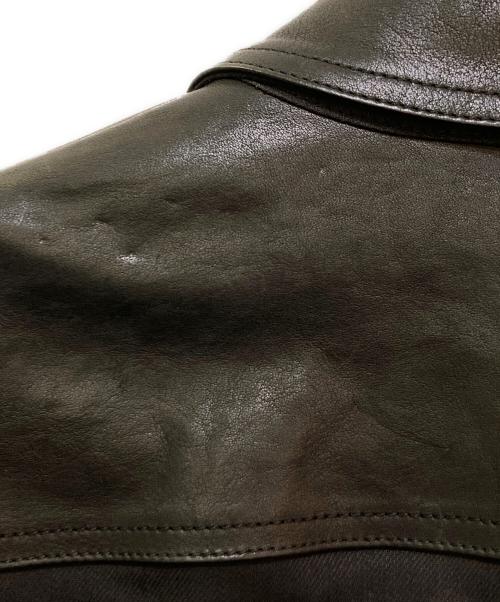 ALEXANDER McQUEEN（アレキサンダーマックイーン）ALEXANDER McQUEEN (アレキサンダーマックイーン) レザー切替ジップアップジャケット　427621 QHZ94 ブラック サイズ:48の古着・服飾アイテム