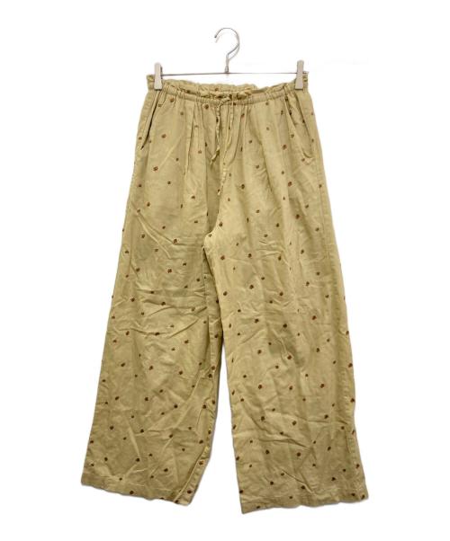 KAGURE（カグレ）KAGURE (カグレ) 小花刺繍イージーパンツ - ベージュ サイズ:FREEの古着・服飾アイテム