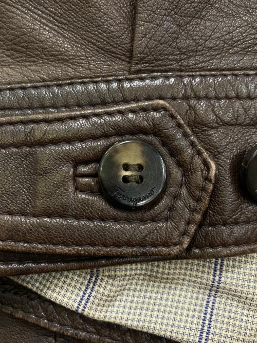 Salvatore Ferragamo（サルヴァトーレ フェラガモ）Salvatore Ferragamo (サルヴァトーレ フェラガモ) OLDレザージャケット ブラウン サイズ:48の古着・服飾アイテム