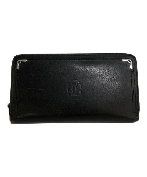 Cartier（カルティエ）Cartier (カルティエ) マスト ドゥ カルティエ ラウンドジップウォレット ブラックの古着・服飾アイテム