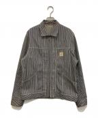 BELAFONTEベラフォンテ）の古着「ヒッコリーストライプジップジャケット」｜ネイビー