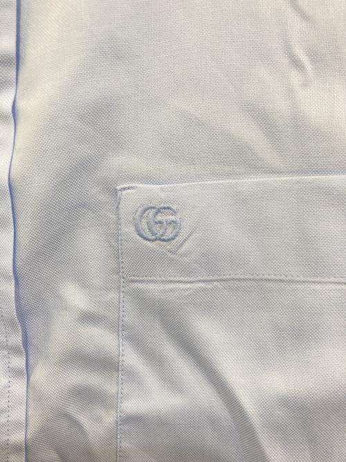 GUCCI（グッチ）GUCCI (グッチ) ロゴ刺繍シャツ ブルー サイズ:15の古着・服飾アイテム