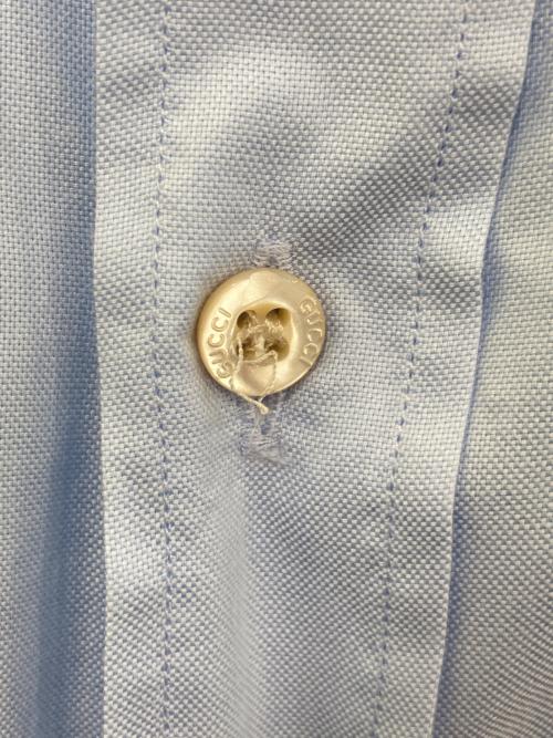 GUCCI（グッチ）GUCCI (グッチ) ロゴ刺繍シャツ ブルー サイズ:15の古着・服飾アイテム